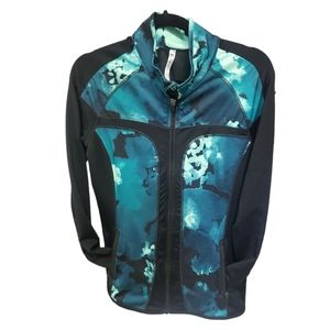 2/$20 Fabletics Zip Up Jacket Small Black and Blue